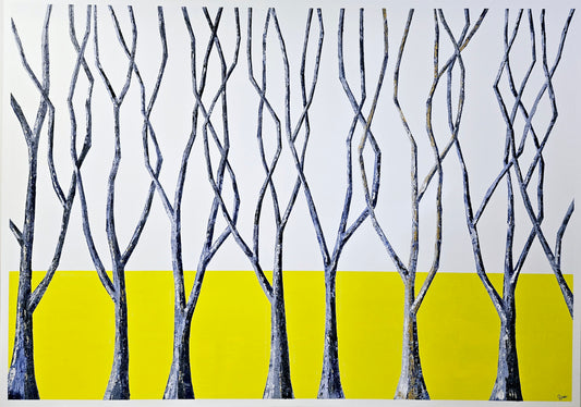 Blue Trees Yellow (White Boarder)